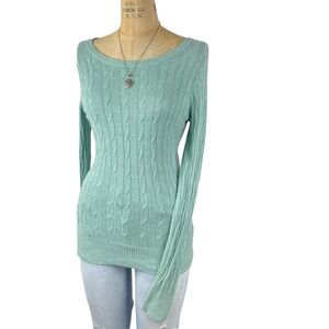 Preppy Academia Long Sleeve Sweater Cable Knit Coquette Layering Size Small
